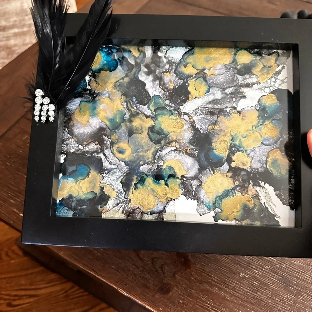 Hand Crafted Black and Gold Decorative vanity accent Tray